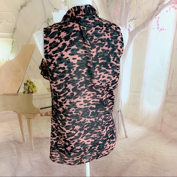 SOLD Cabi 9-5 Animal Print Tie Neck Blouse - Picture 7 of 9